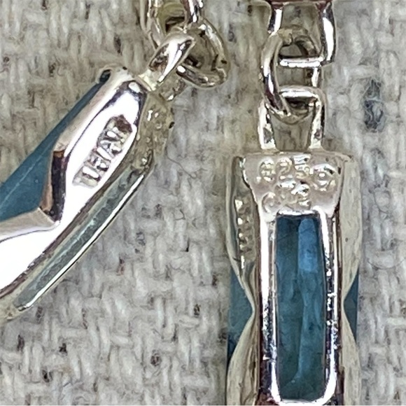 Sterling silver Yellow Blue and Purple stone Drop earrings - Picture 3 of 5